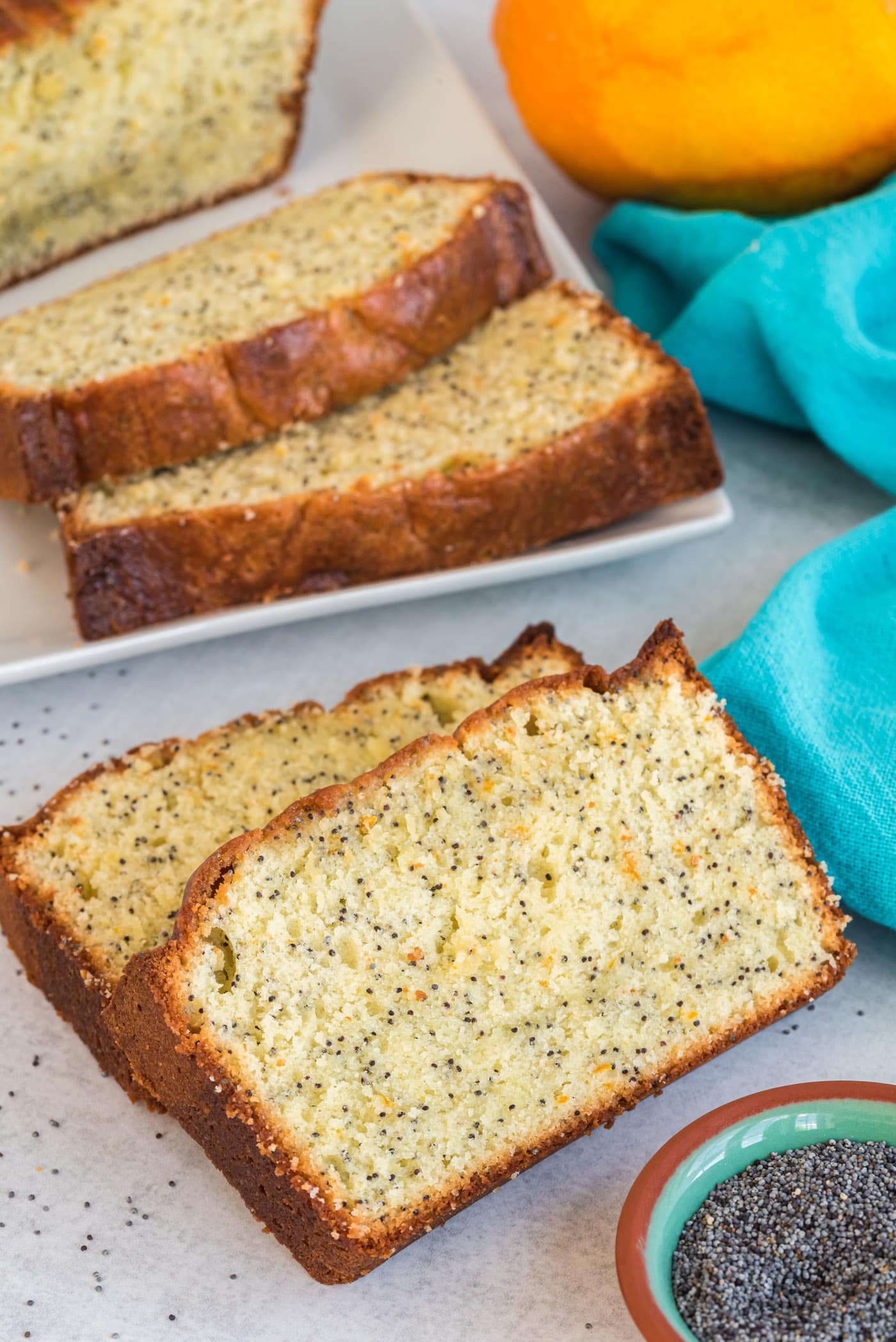 2 slices of Orange Poppy Seed Pound Cake