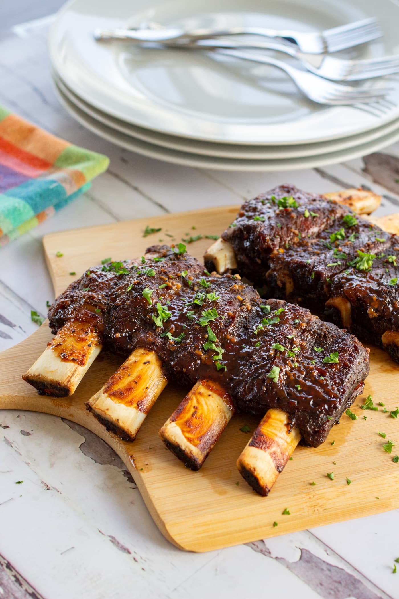 Beef Ribs on a wood board