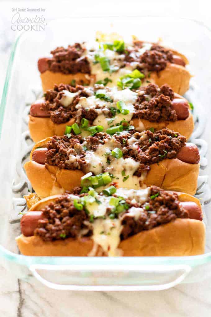 Hot dogs nestled in soft buns