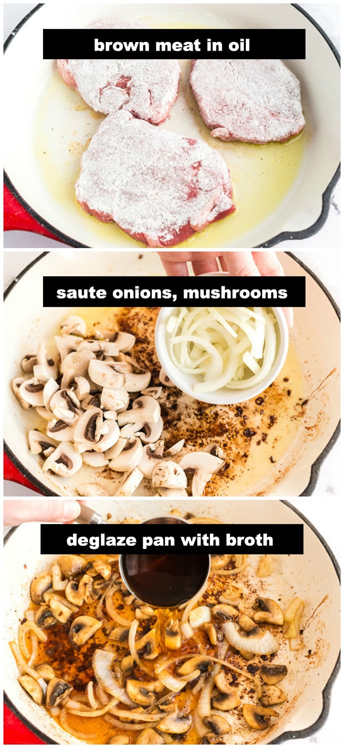 cooking onions and mushroom in skillet