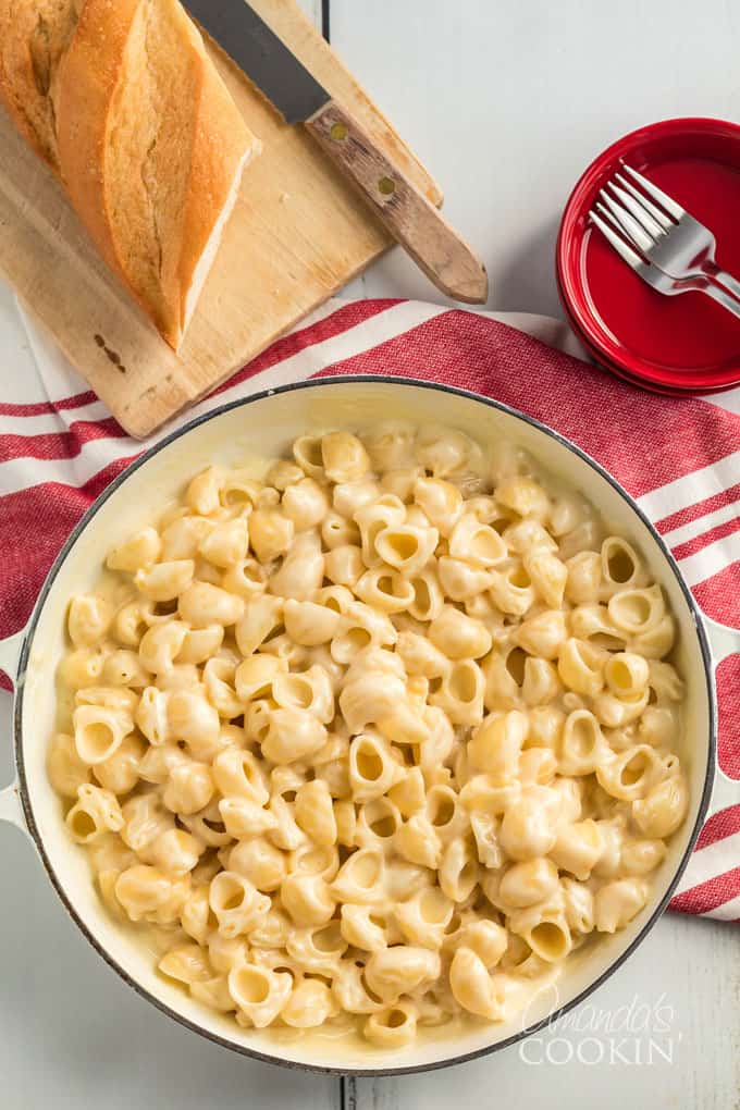 large pot with panera mac and cheese recipe