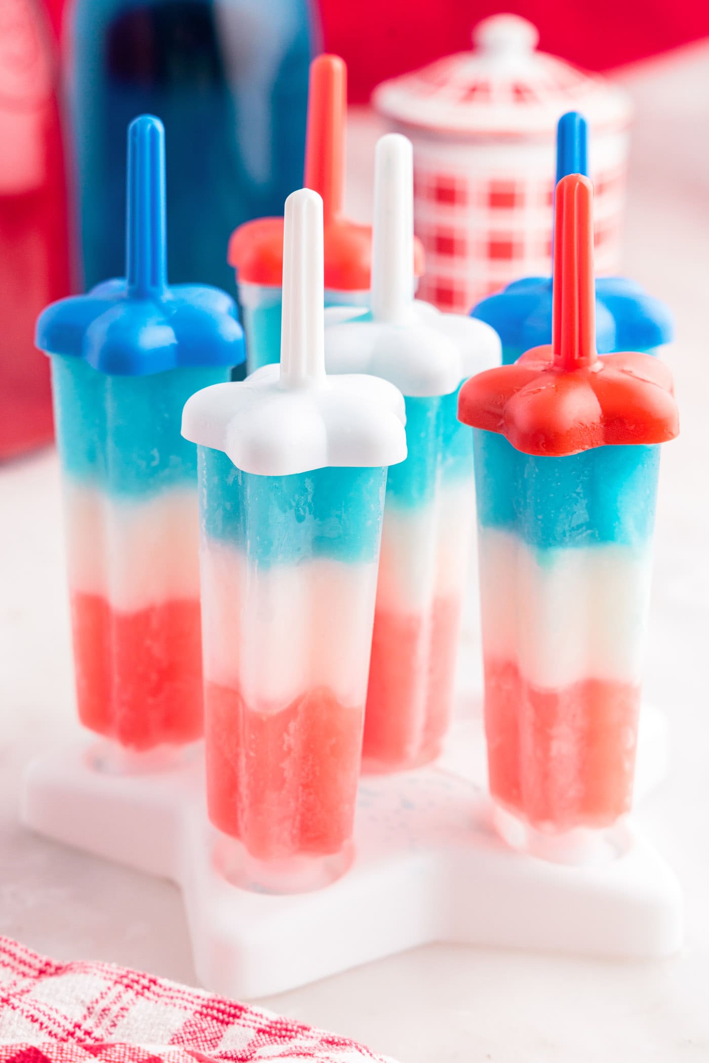 Patriotic Bomb Pops in the popsicle mold