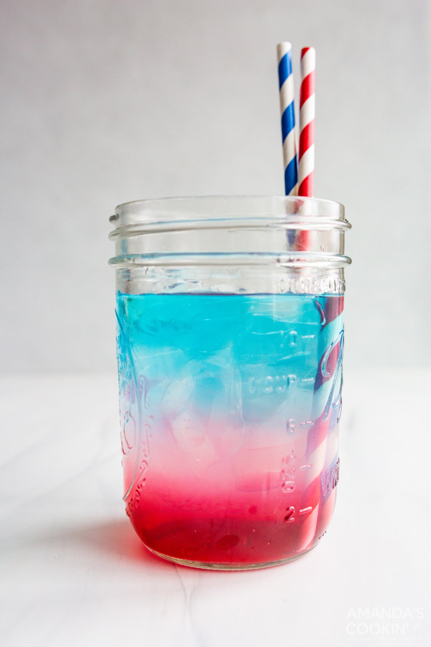 mason jar of layered 4th of july drink