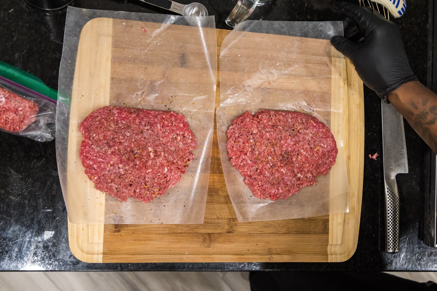 burger patties seasoned with Montreal steak seasoning