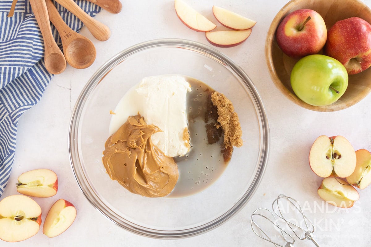 peanut butter and cream cheese in a bowl