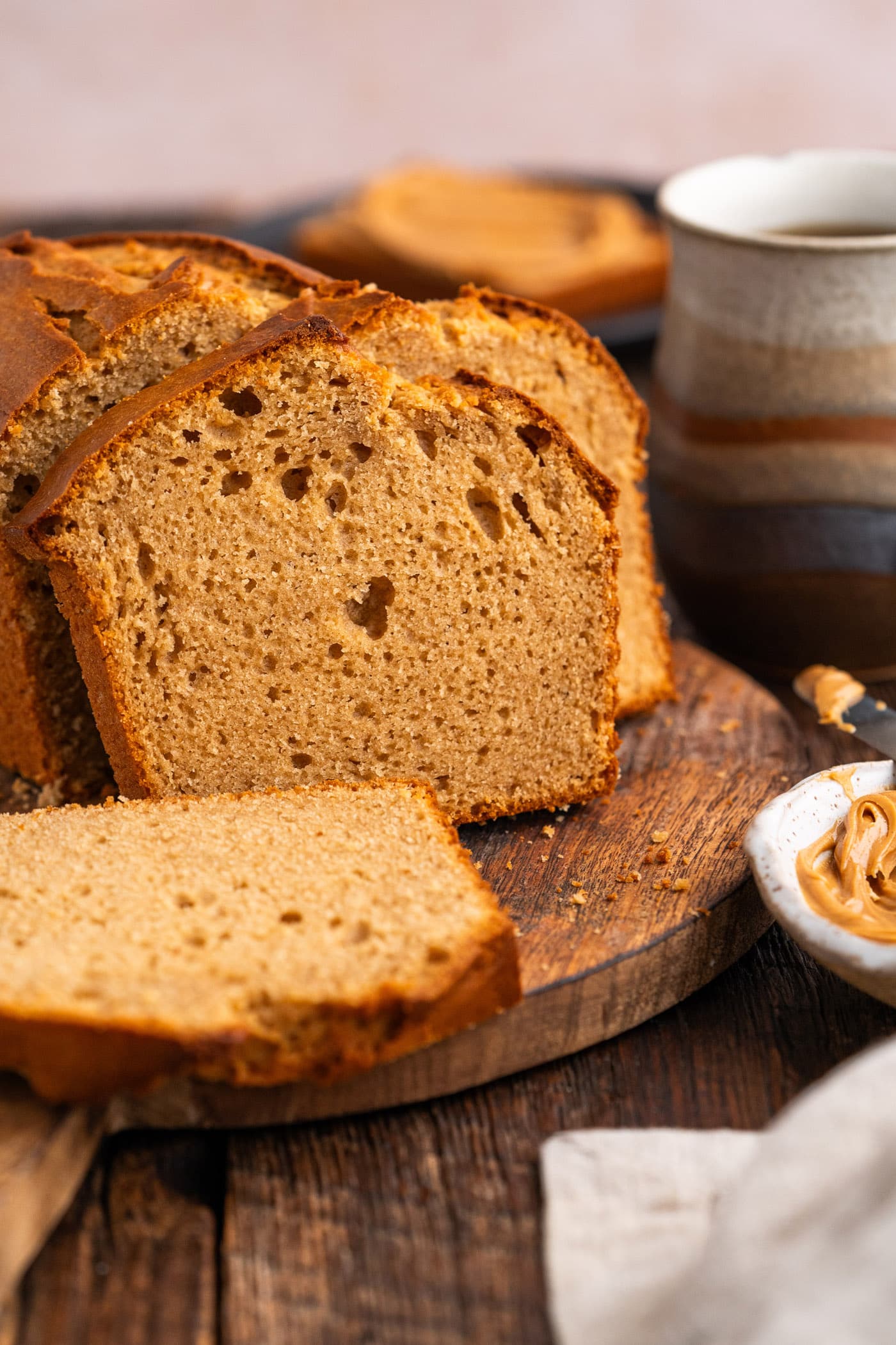 Side photo of a slice of Peanut Butter Bread