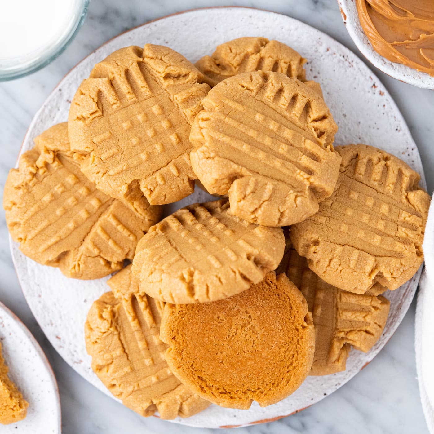 Close up overhead photo of Peanut Butter Cake Mix Cookies