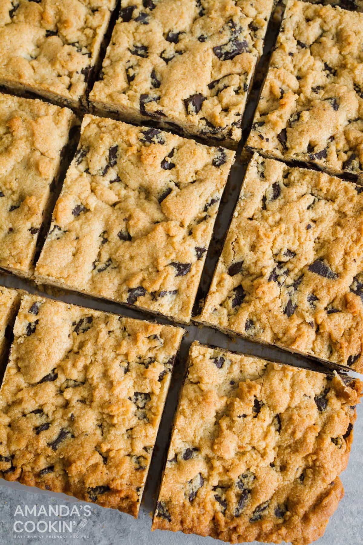 overhead photo of chocolate chip bars