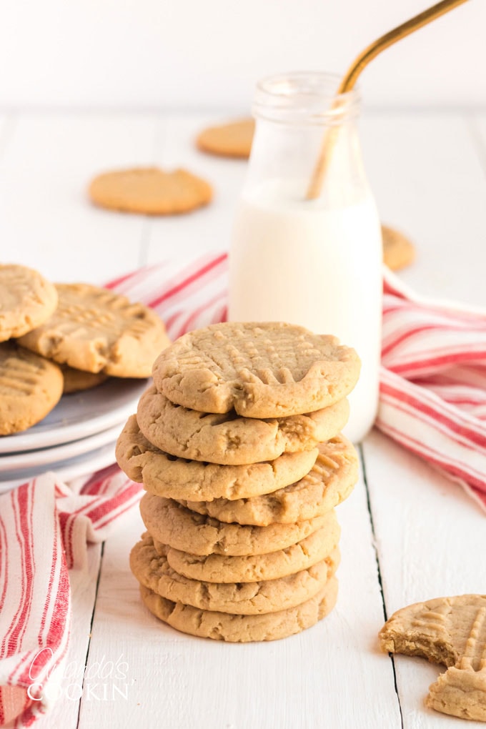 stack of soft peanut butter cookies