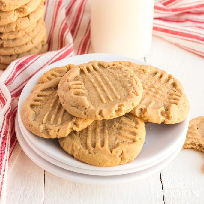 plate of peanut butter criss cross cookies