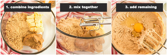 mixing steps for making peanut butter cookies