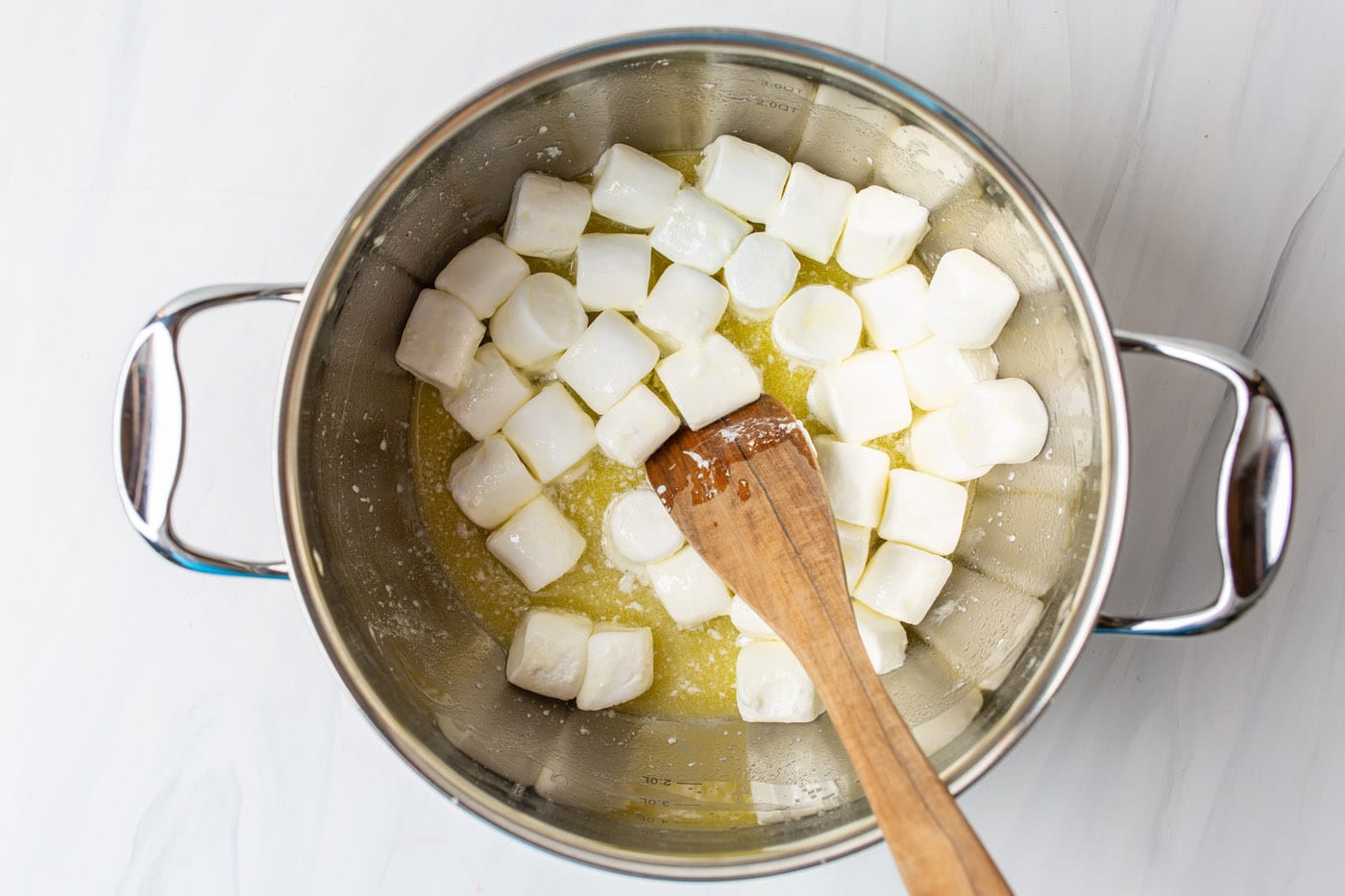 marshmallows and butter in a saucepan