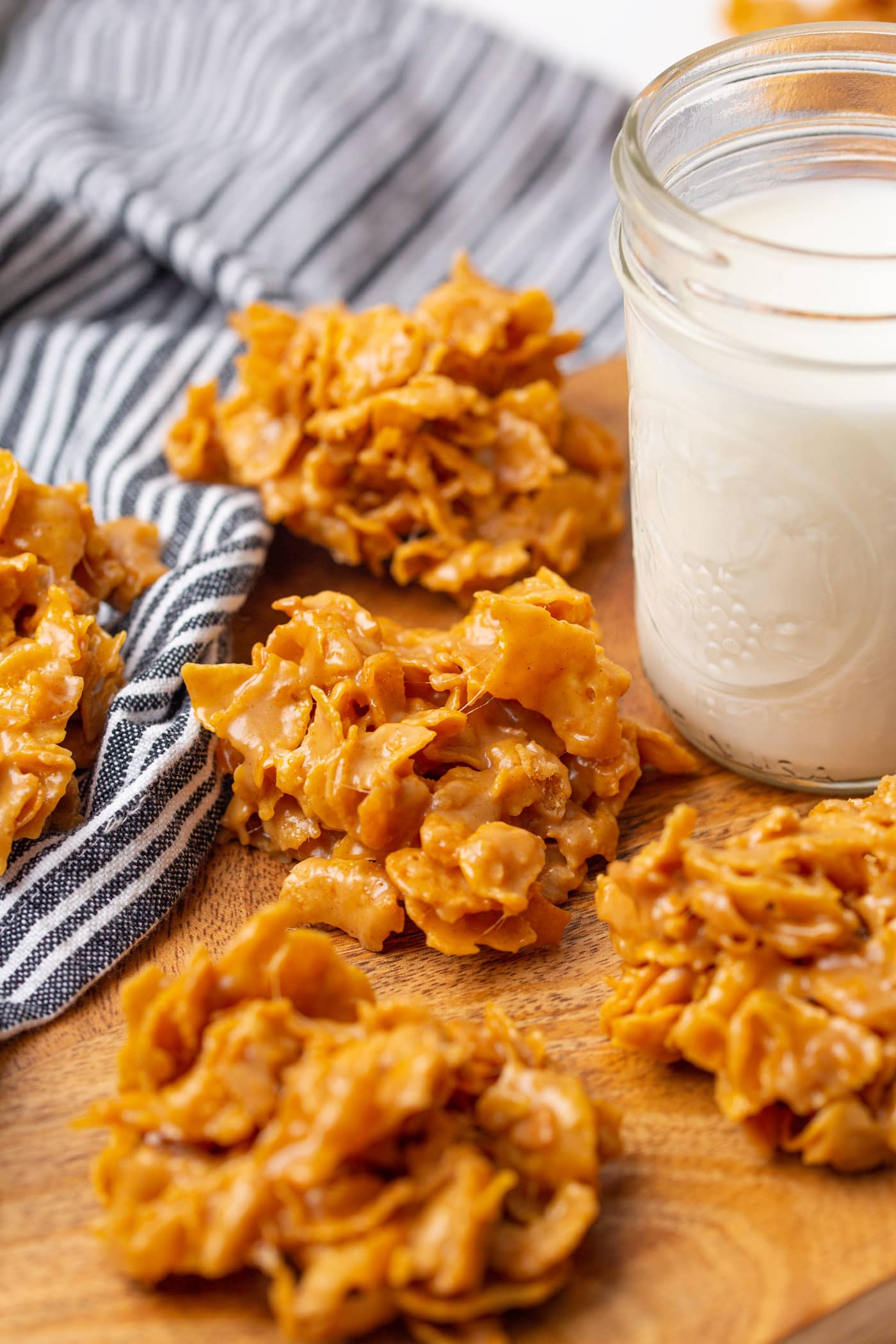 No Bake Cornflake Cookies with milk