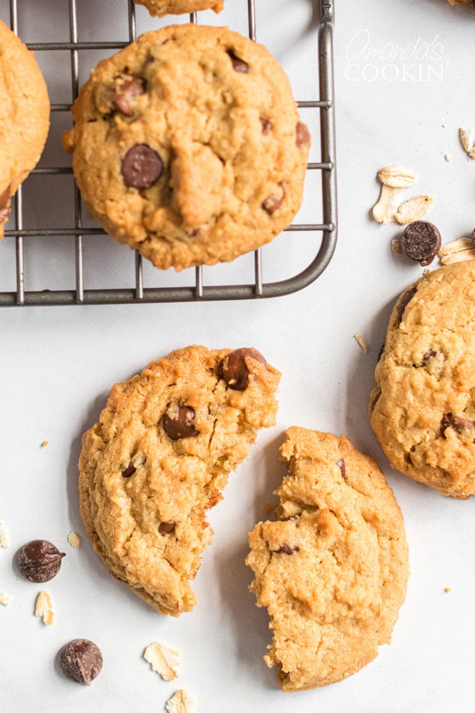 broken cookie near cooling rack