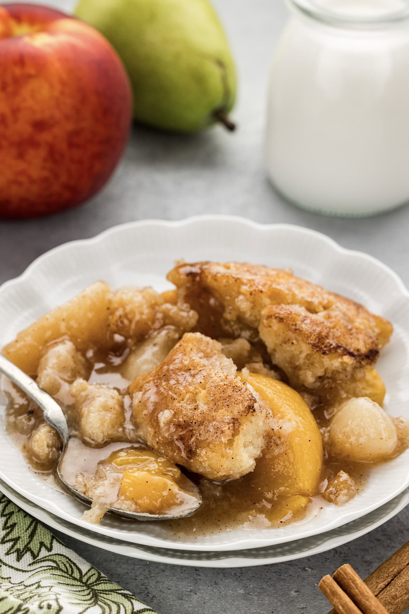 Plate of Pear-Peach Cobbler