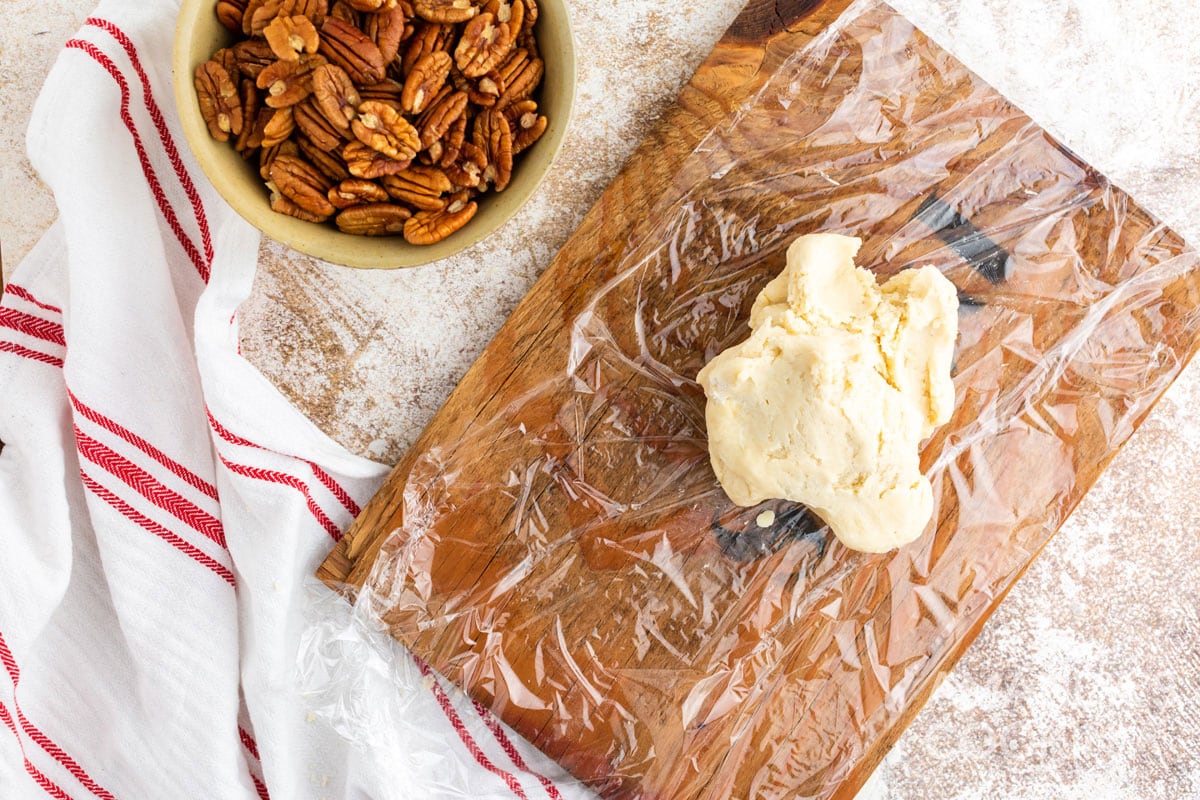 dough on plastic wrap
