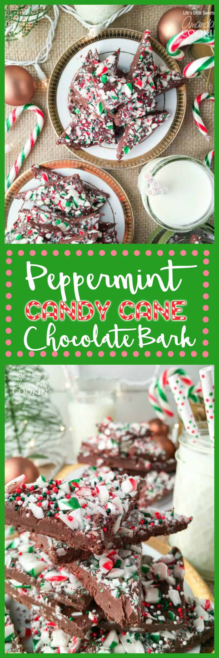 Photos of peppermint candy cane bark.