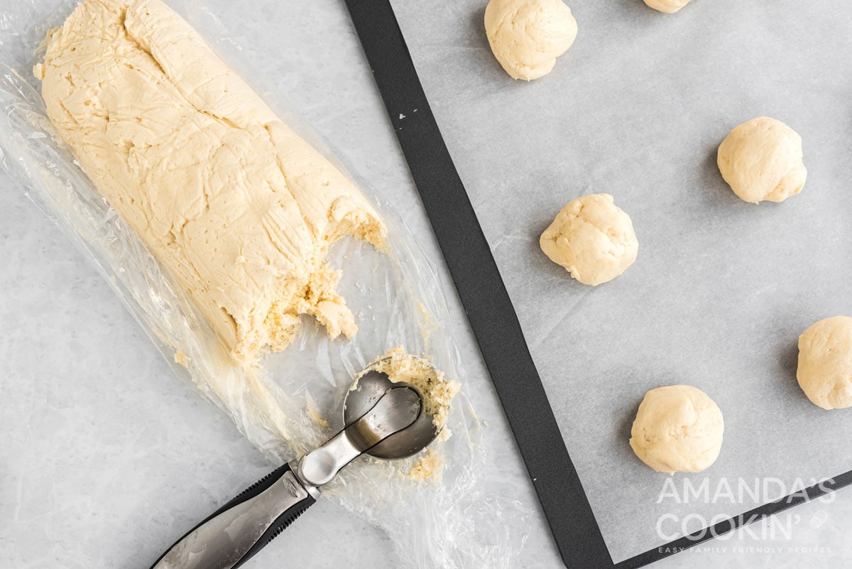 cookie scoop and cookie dough