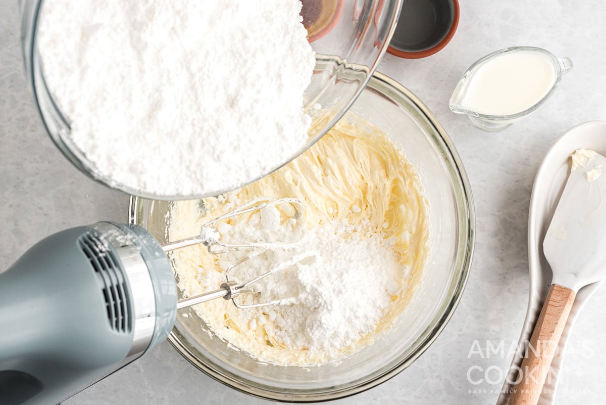 mixing frosting ingredients