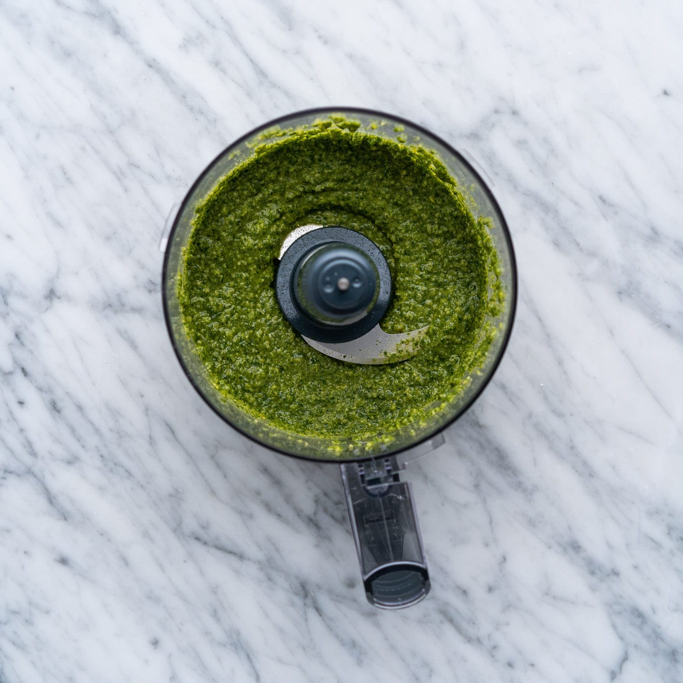 basil pesto in a food processor