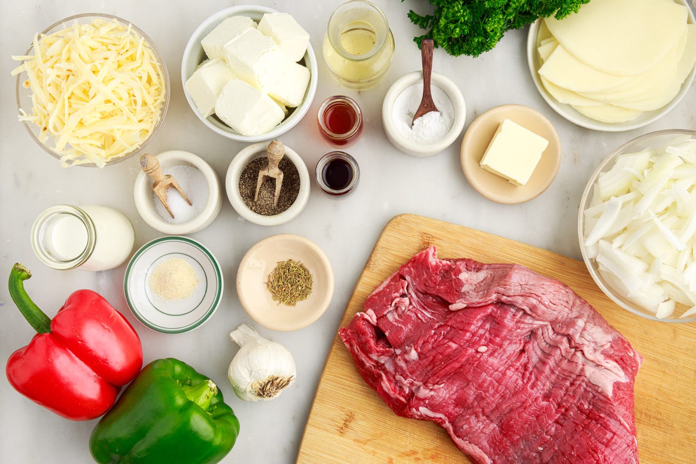 Ingredients for Philly Cheesesteak Casserole