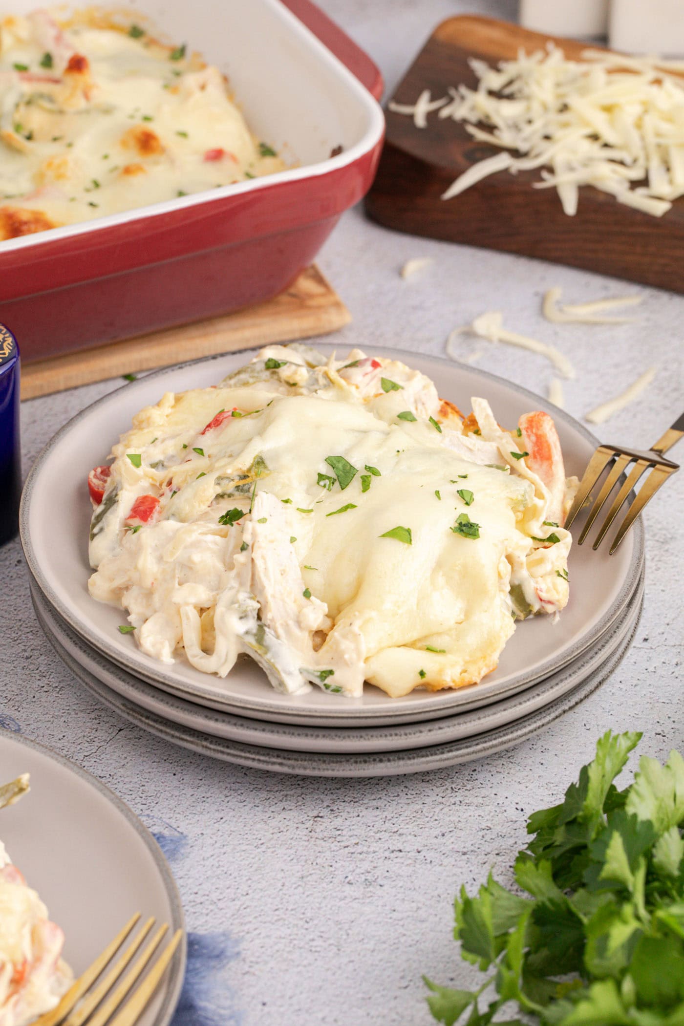 Plate of Philly Chicken Cheesesteak Casserole