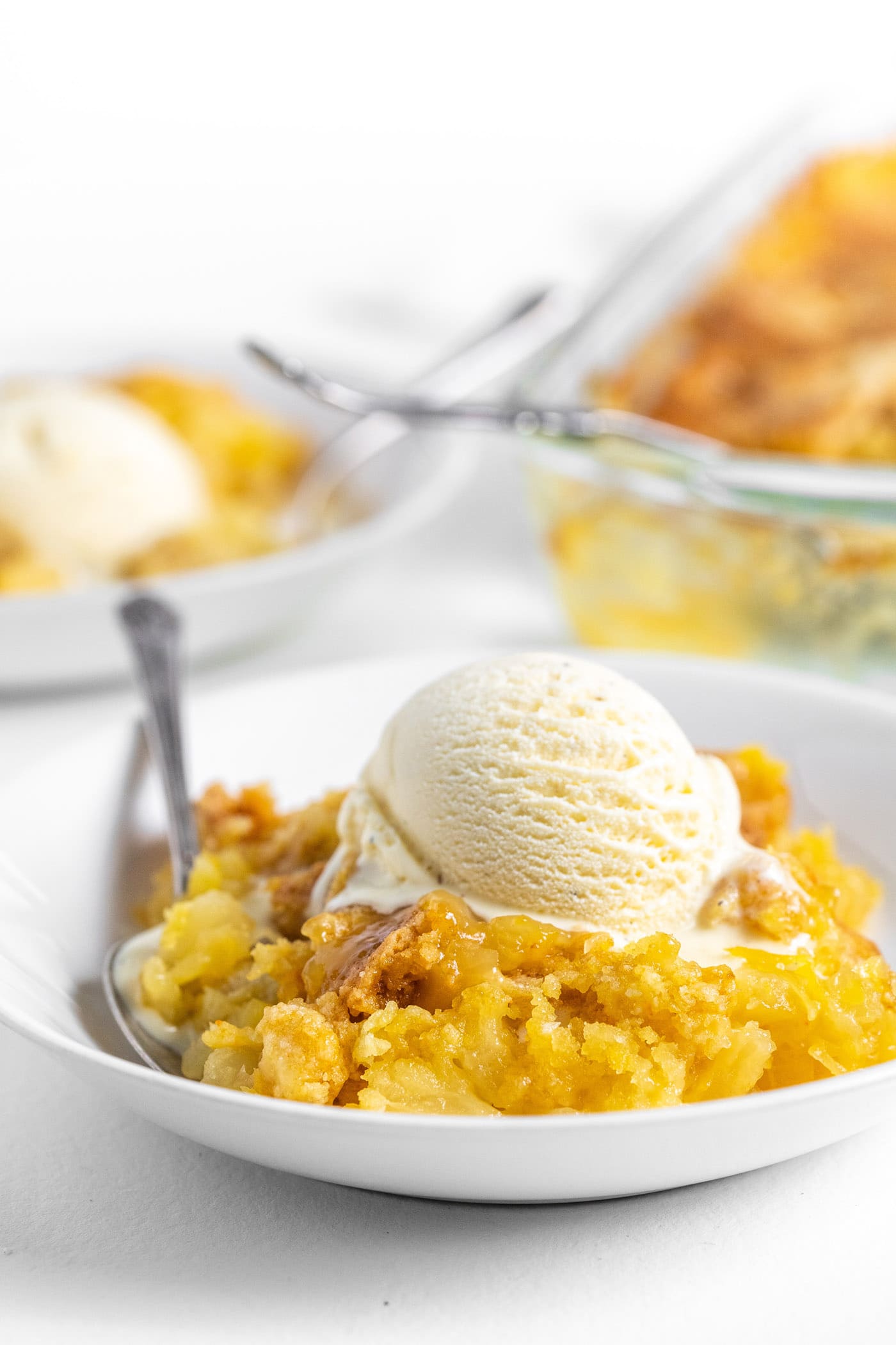 Pineapple Dump Cake with ice cream
