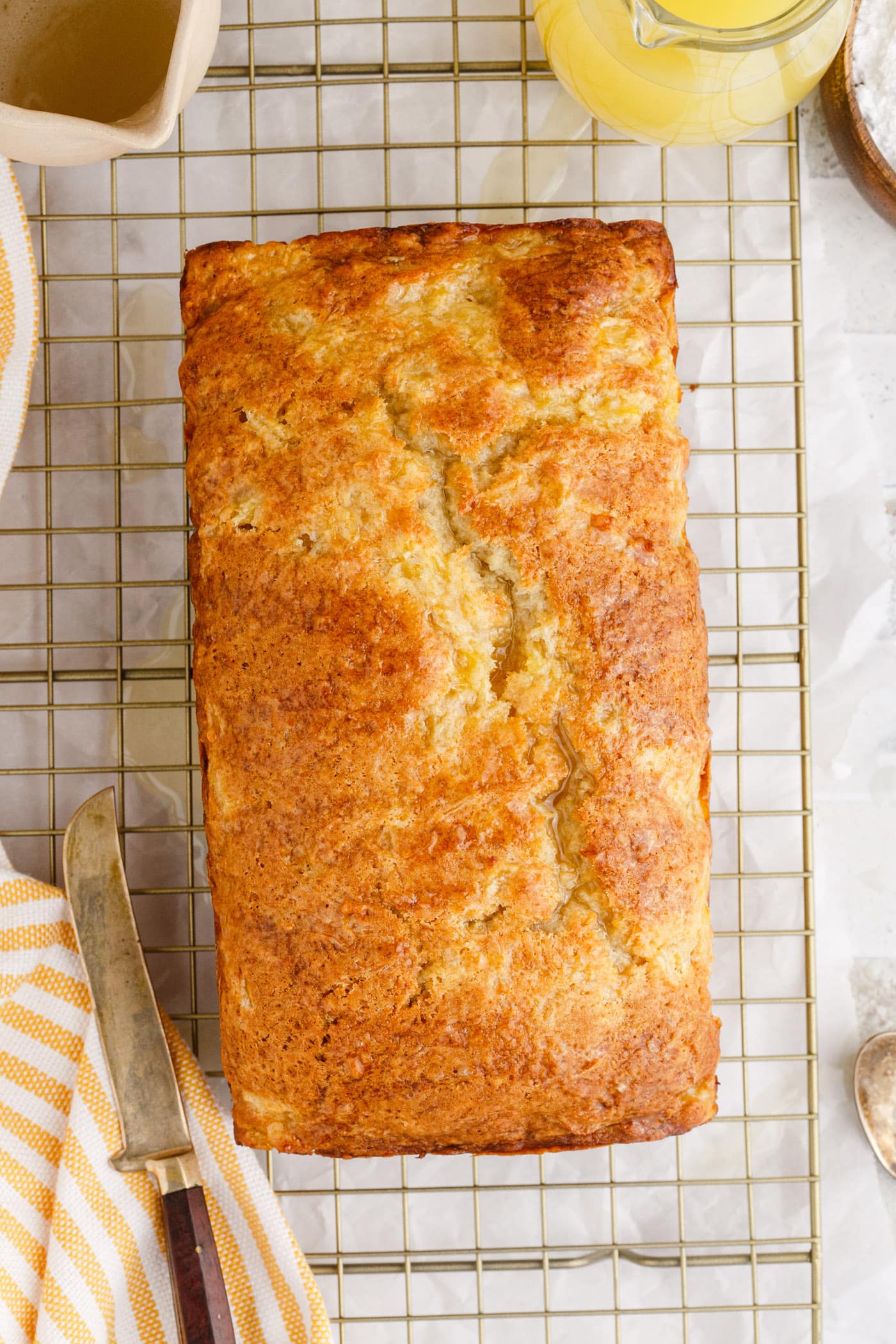 overhead of Pineapple Quick Bread