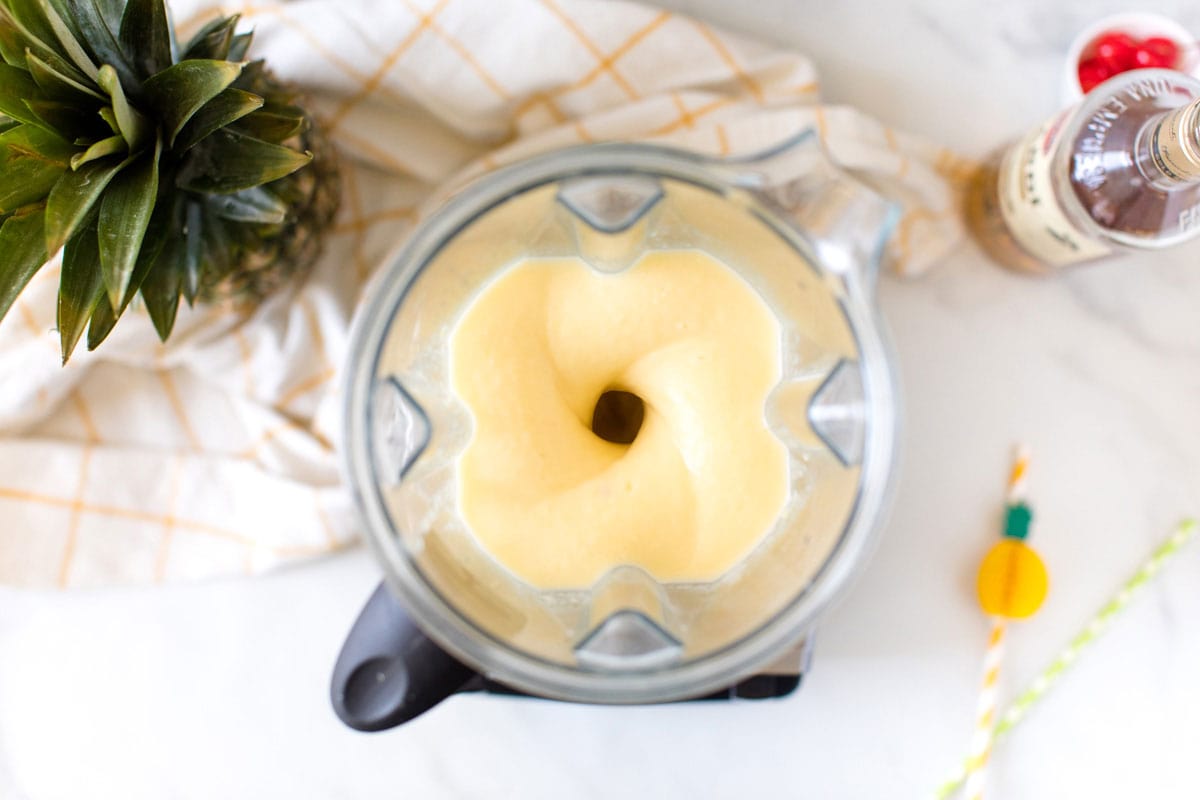 pineapple rum slush in a blender