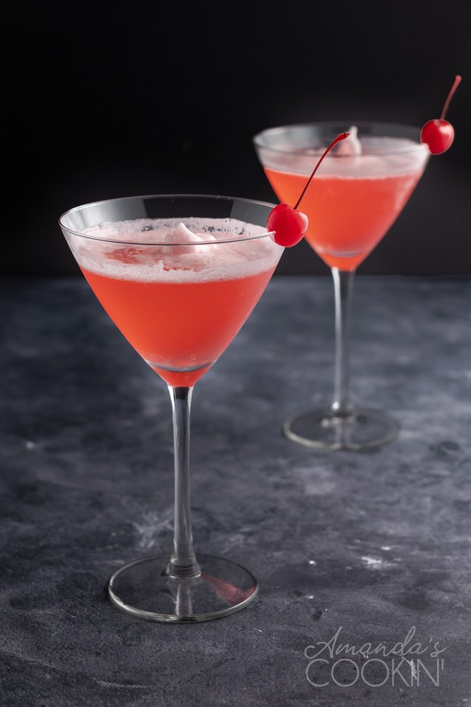 two pink ladies - martini glasses