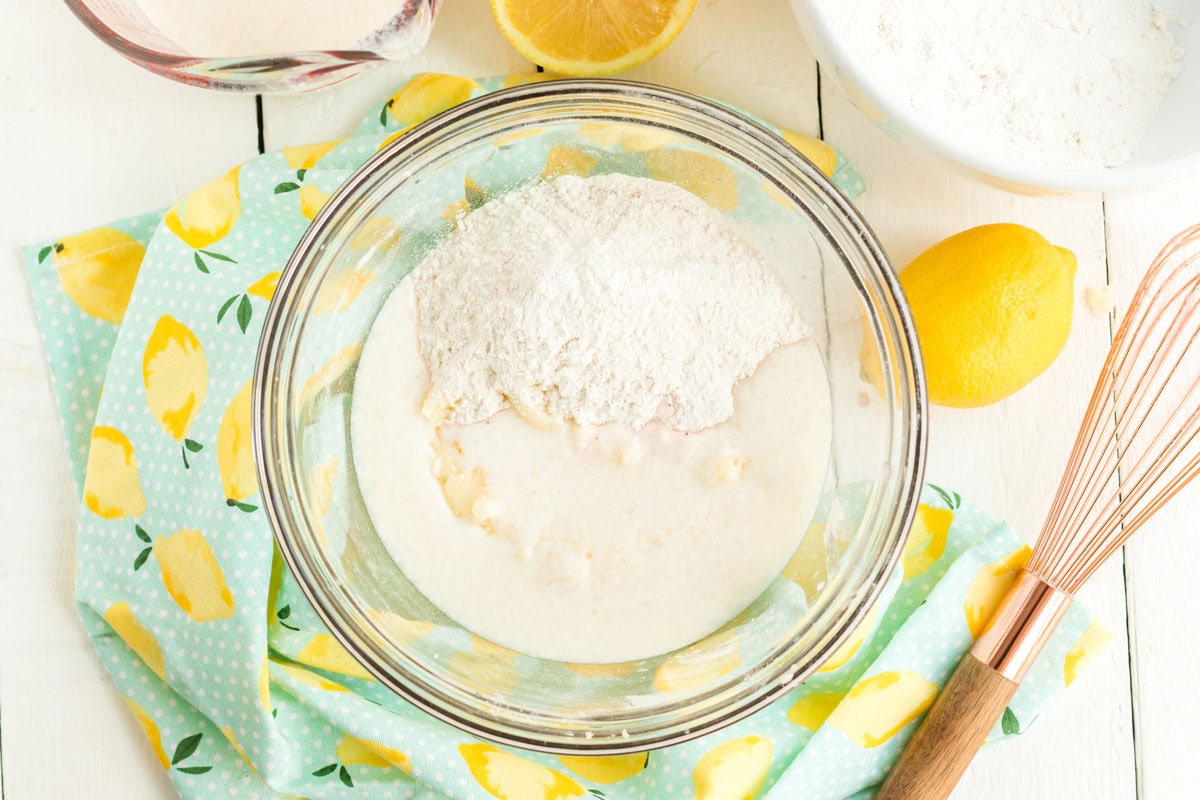 bowl with cake ingredients