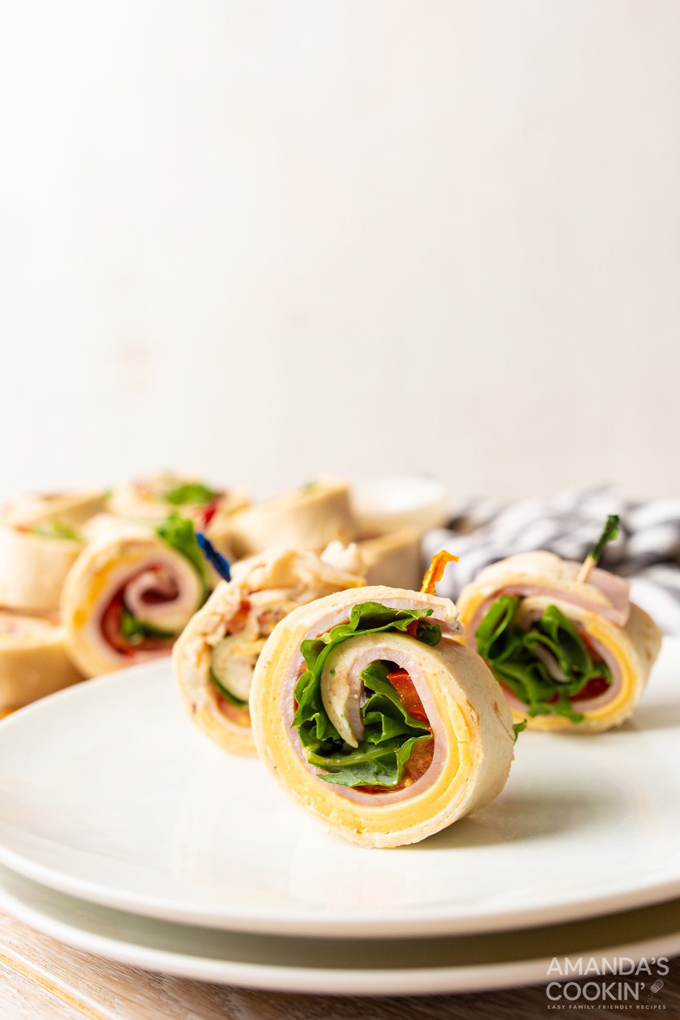 Pinwheel Sandwich appetizers with toothpicks