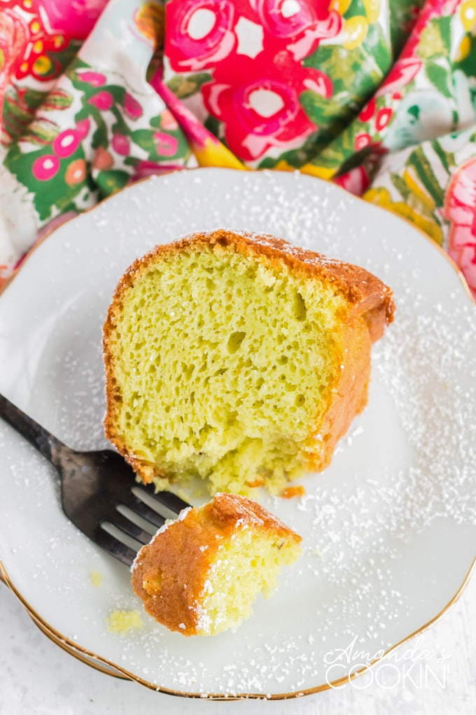 slice of pistachio cake