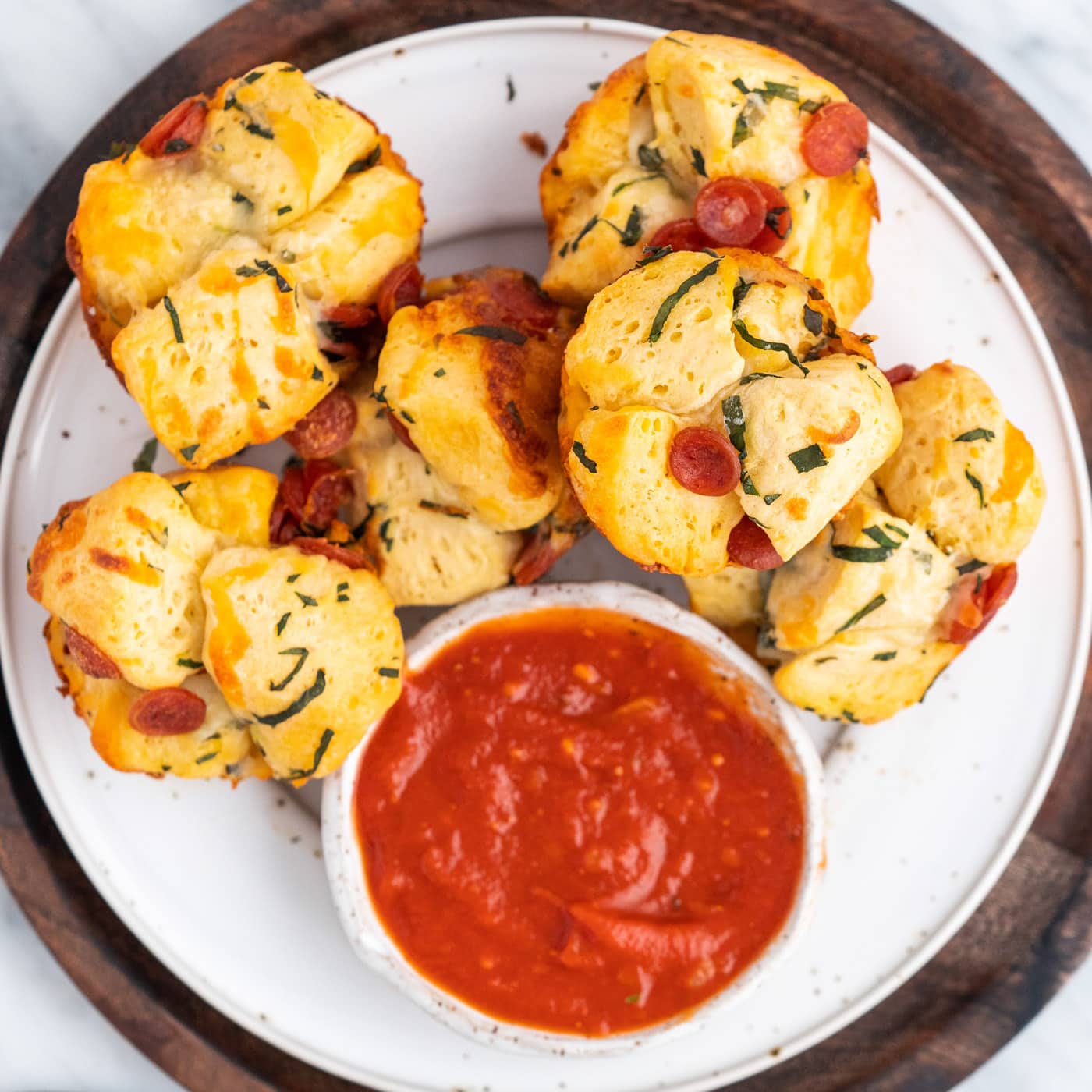 pizza bites with sauce