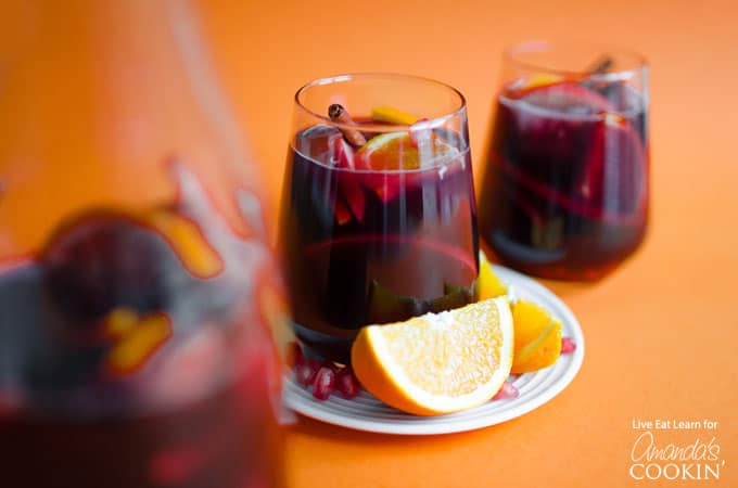 Pomegranate Sangria with orange slice