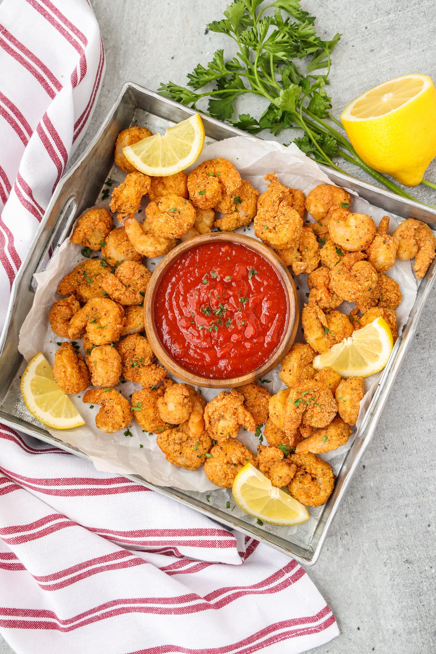Popcorn Shrimp and dipping sauce