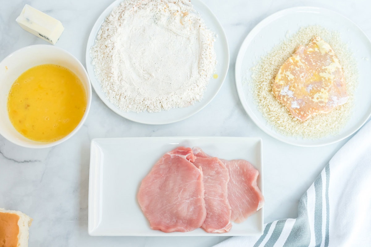pork chop covered in flour