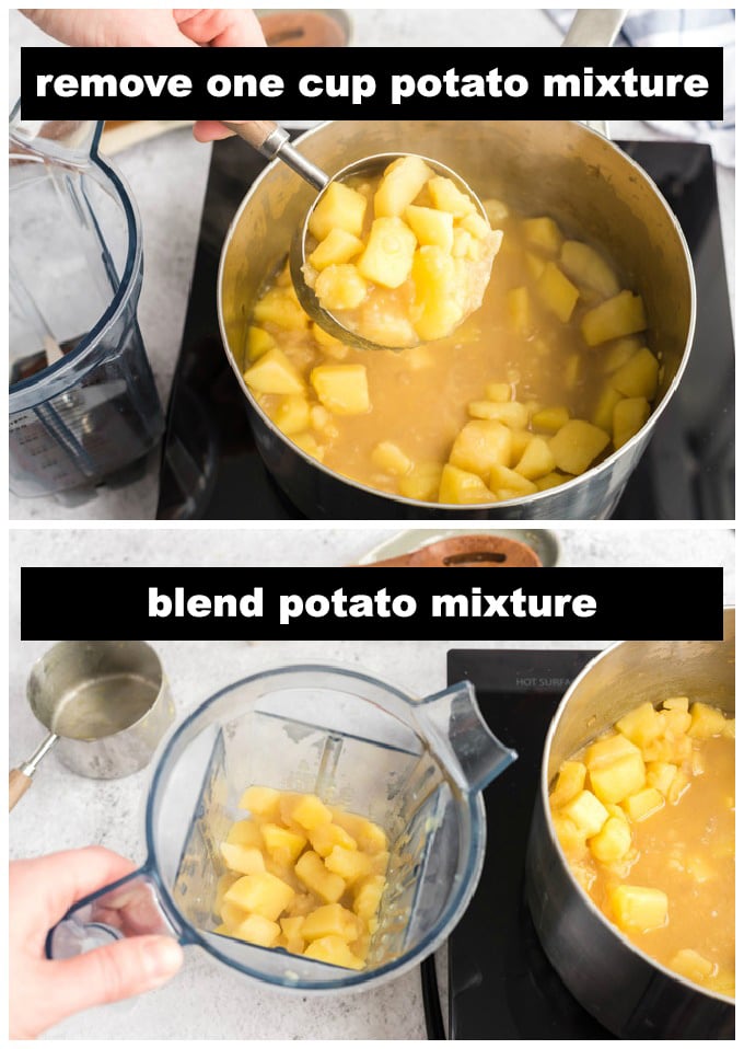 removing some soup from the pan