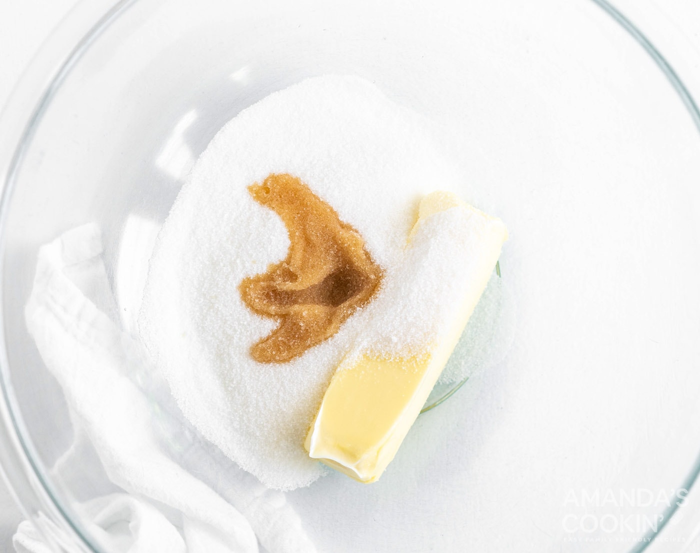 butter, sugar, and vanilla in a mixing bowl
