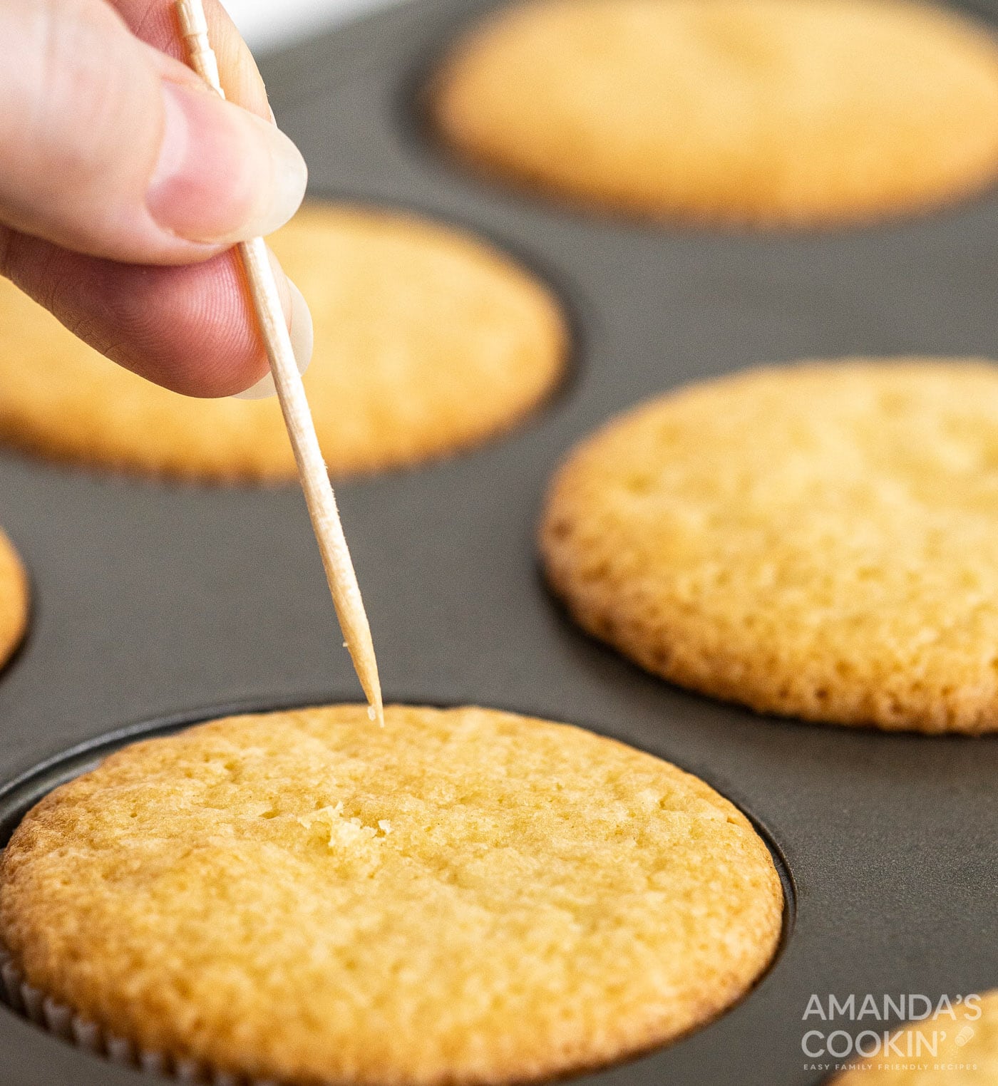 toothpick over pound cake cupcake