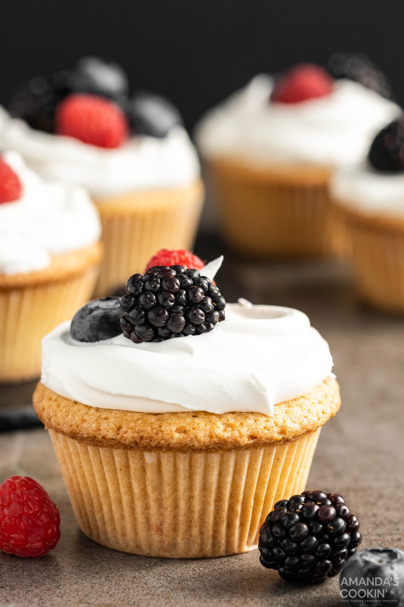 Pound Cake Cupcake with berry garnish