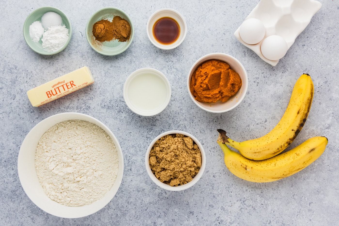 Ingredients for Pumpkin Banana Bread