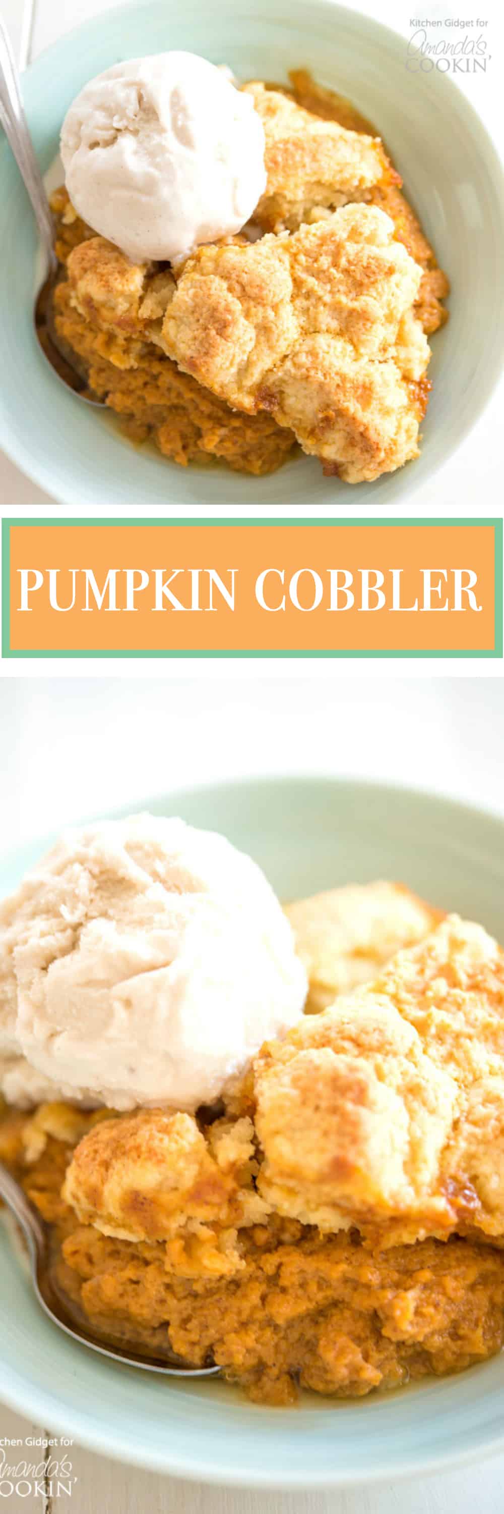 pinterest image with text for pumpkin cobbler