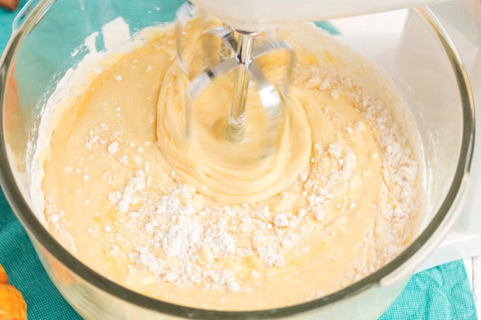 mixing cake batter
