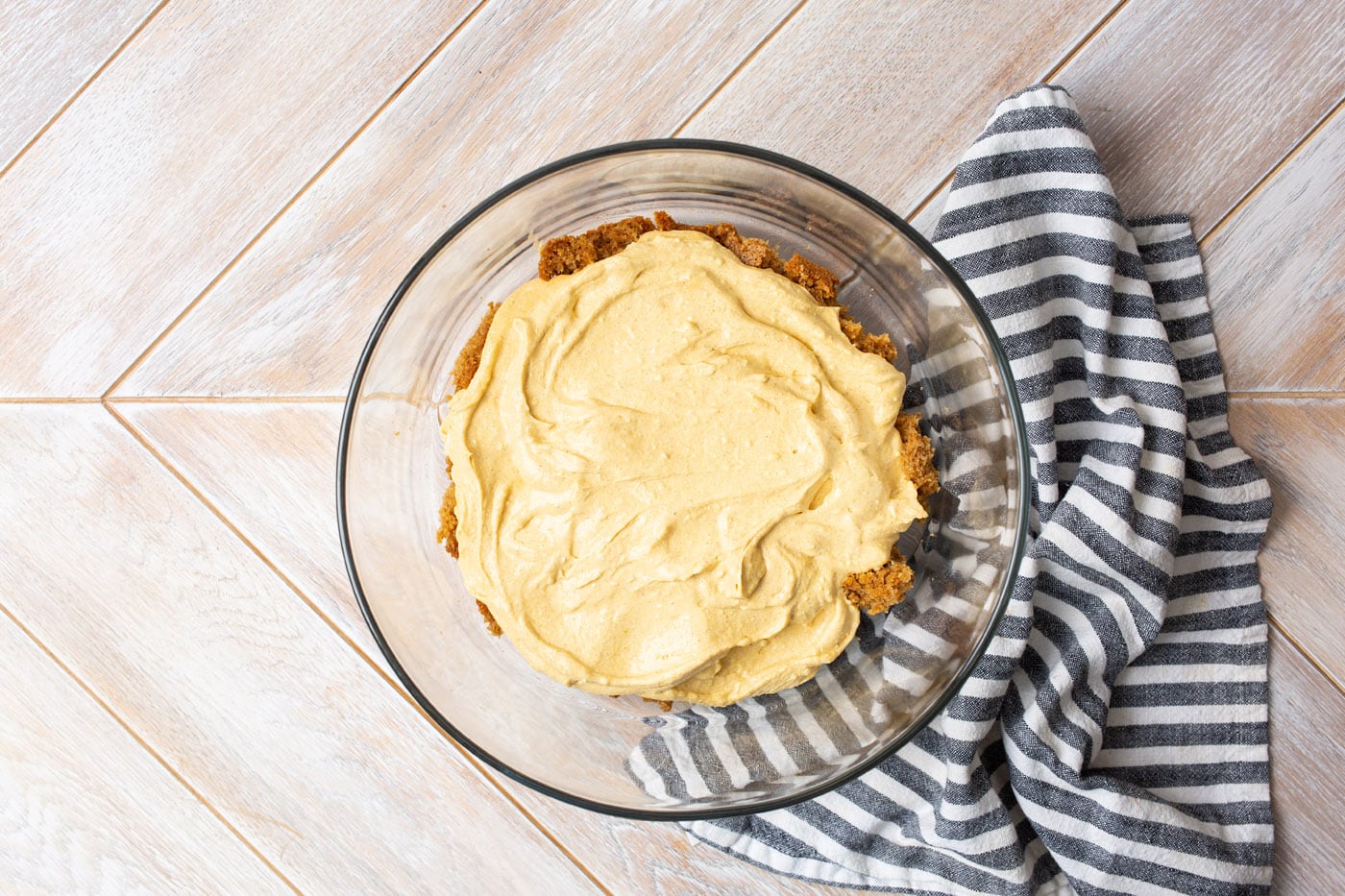 pumpkin cheesecake layer over gingerbread cake