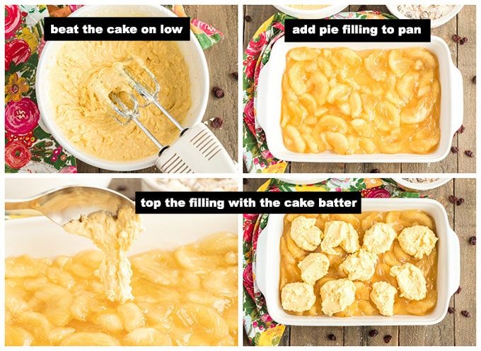 adding cobbler mix to pie filling