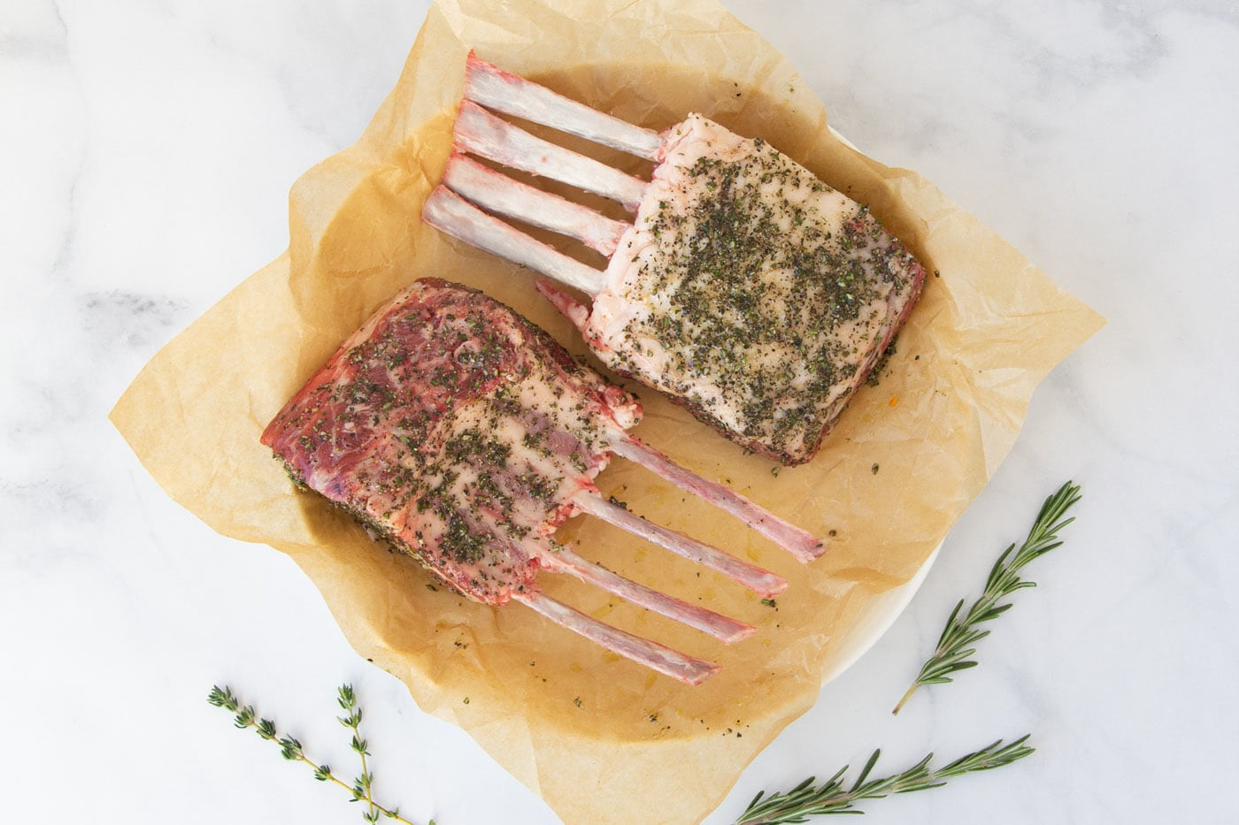 rack of lamb marinating