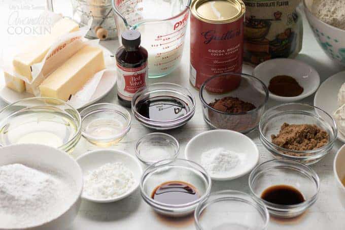 Ingredients for red velvet cake