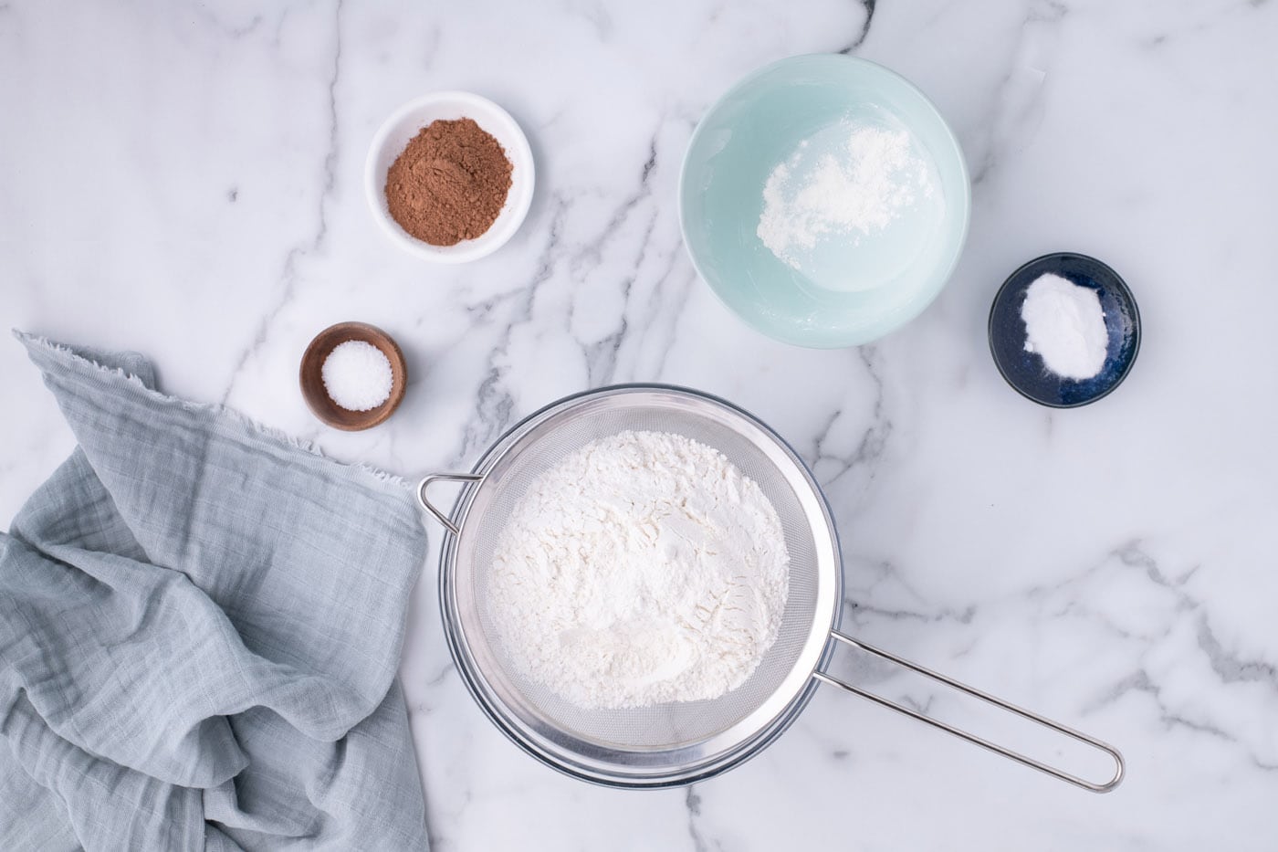 dry ingredients for red velvet cupcakes