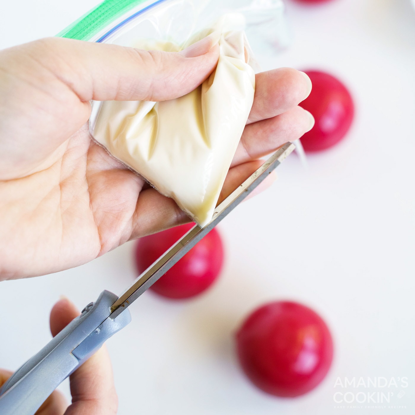 cutting corner of plastic bag